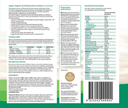 A2 Organic Infant formula Stage 1